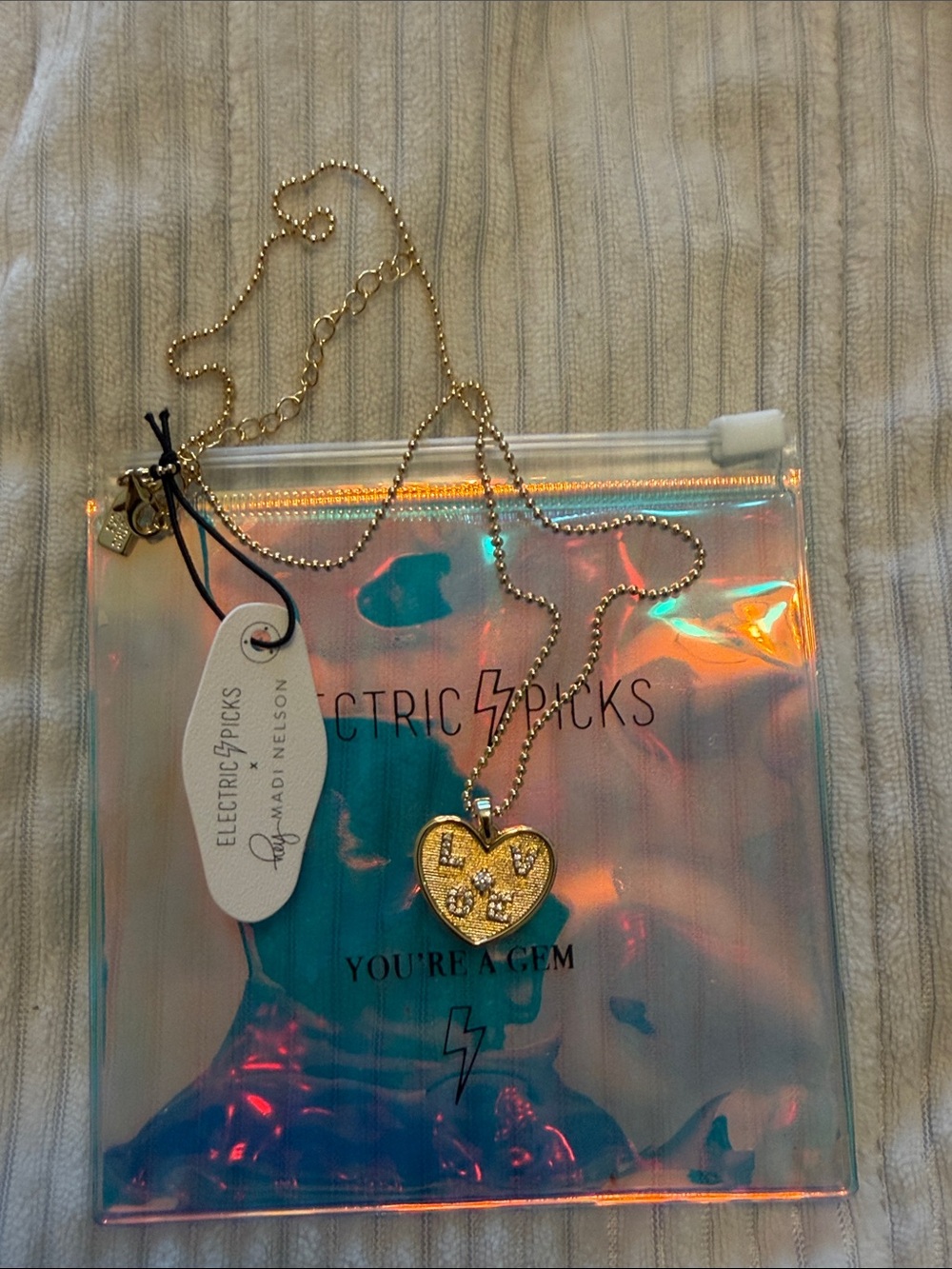 Electric picks Madi Nelson heart of gold necklace